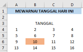 Mewarnai tanggal hari ini otomatis